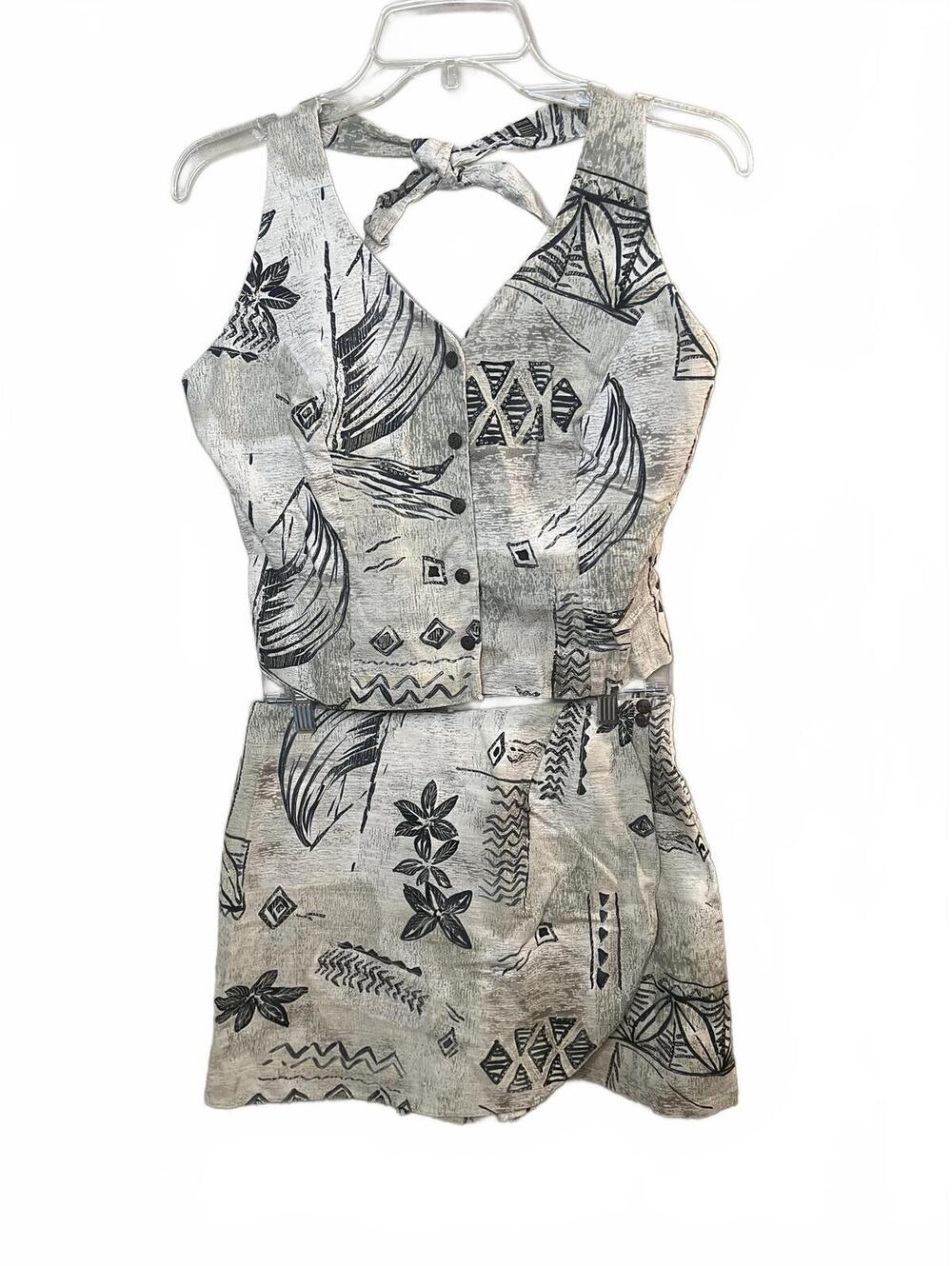Vtg Hilo Hattie The Hawaiian Original 2 PC Skort Halter Top Set Size M Tiki 90's
